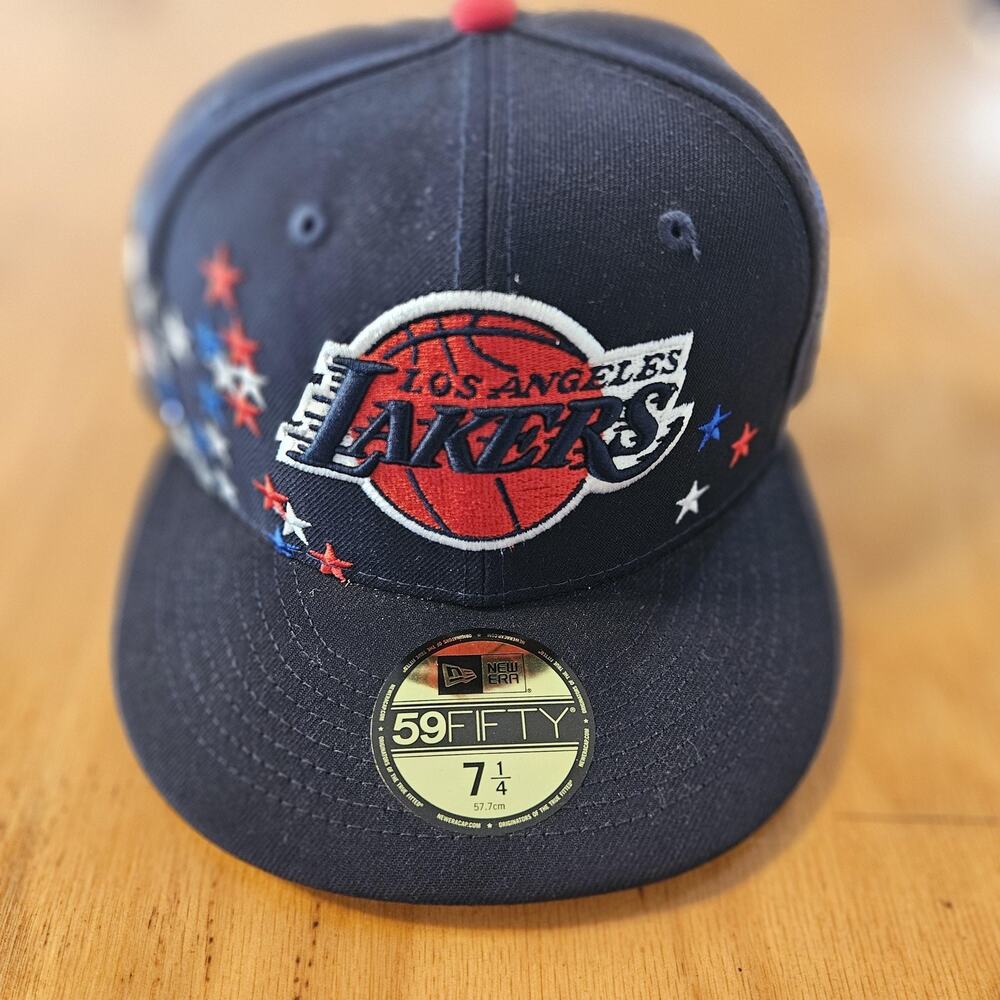 Los Angeles Lakers Hat Cap Fitted Mens 7 1/4 Navy NBA Basketball 59FIFTY New Era
